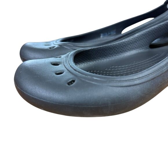 Crocs Kadee Womens Black Rubber Flats Slip On Round Toe Shoes Comfort sz 7 - Picture 8 of 16